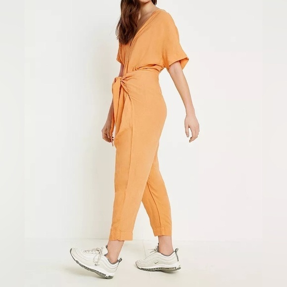 Free People Shining Sun Orange Tie-Front Jumpsuit - Picture 7 of 14